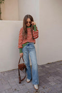 Krushed It Luxe Contrasting Striped Sweater-Sweaters-Rae Collective, Women's Online Fashion Boutique Located in Phoenix, Arizona (Scottsdale Area)