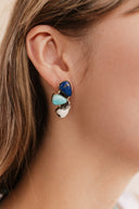 Multi Stone Half Cluster Earrings-Earrings-Rae Collective, Women's Online Fashion Boutique Located in Phoenix, Arizona (Scottsdale Area)