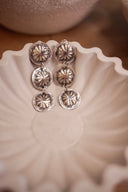 Silver Prairie Concho Drop Earrings - Native made