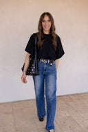 Elevated Edge Raw Hem Wide Leg Jeans