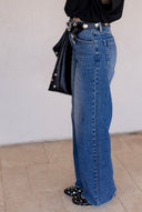 Elevated Edge Raw Hem Wide Leg Jeans