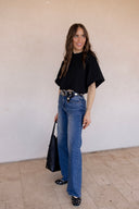 Elevated Edge Raw Hem Wide Leg Jeans