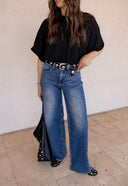 Metallic Disc Studded Faux Leather Belt