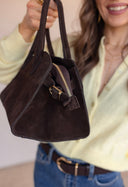 Megan Suede Leather Satchel Bag