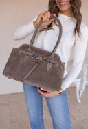 Sienna Taupe Suede Shoulder Bag