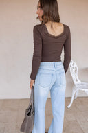 Elegant Lace Trim Square Neck Top | 7 Colors