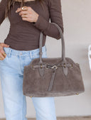 Sienna Taupe Suede Shoulder Bag