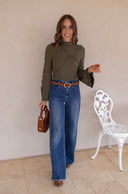RISEN Everly High Rise Wide Leg Denim Jeans