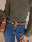 Double C Buckle Suede Belt