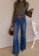 RISEN Everly High Rise Wide Leg Denim Jeans