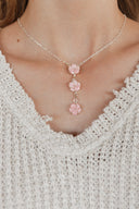 Pink Conch Flower Drop Necklace-Necklaces-Krush Kandy, Women's Online Fashion Boutique Located in Phoenix, Arizona (Scottsdale Area)