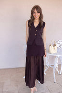 The Pretty Little Vest & Pleated Midi Skirt Set | 4 Colors