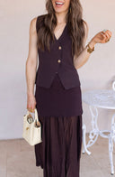 The Pretty Little Vest & Pleated Midi Skirt Set | 4 Colors