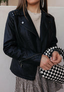 Coalition LA Studded Classic Moto Faux Leather Jacket-Jackets-Rae Collective, Women's Online Fashion Boutique Located in Phoenix, Arizona (Scottsdale Area)