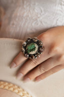 Prairie Moon Green Turquoise Cluster Statement Ring S.No 30