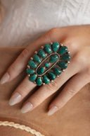 High Desert Huebei Turquoise Cluster Statement Ring S.No 24 - NATIVE AMERICAN MADE