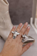 Sterling Concho Cow Slab Stone Ring-Rings-Rae Collective, Women's Online Fashion Boutique Located in Phoenix, Arizona (Scottsdale Area)