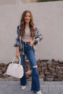 Molly High-Rise Distressed Flare Jeans ( PLUS / REG)-Jeans-Krush Kandy, Women's Online Fashion Boutique Located in Phoenix, Arizona (Scottsdale Area)