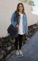 Pearly Girly Peal Denim Jacket-Jackets-Rae Collective, Women's Online Fashion Boutique Located in Phoenix, Arizona (Scottsdale Area)