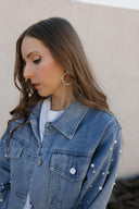 Pearly Girly Peal Denim Jacket-Jackets-Rae Collective, Women's Online Fashion Boutique Located in Phoenix, Arizona (Scottsdale Area)