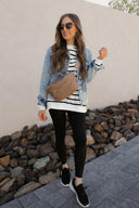 Risen Button Up Ombre Washed Jacket-Jackets-Rae Collective, Women's Online Fashion Boutique Located in Phoenix, Arizona (Scottsdale Area)