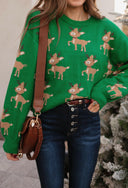 Green Sweater with Reindeer Pattern-Sweater-Krush Kandy, Women's Online Fashion Boutique Located in Phoenix, Arizona (Scottsdale Area)
