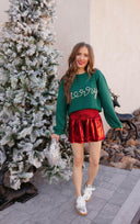 Pines & Peppermint Knit Merry Sweatshirt-Sweaters-Rae Collective, Women's Online Fashion Boutique Located in Phoenix, Arizona (Scottsdale Area)