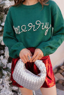 Pines & Peppermint Knit Merry Sweatshirt-Sweaters-Rae Collective, Women's Online Fashion Boutique Located in Phoenix, Arizona (Scottsdale Area)
