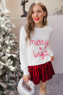 Candy Cane Cozy Merry & Bright Knit Sweater-Sweaters-Rae Collective, Women's Online Fashion Boutique Located in Phoenix, Arizona (Scottsdale Area)