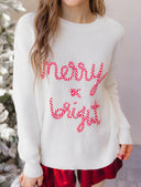 Candy Cane Cozy Merry & Bright Knit Sweater-Sweaters-Krush Kandy, Women's Online Fashion Boutique Located in Phoenix, Arizona (Scottsdale Area)
