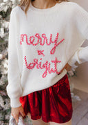 Candy Cane Cozy Merry & Bright Knit Sweater-Sweaters-Rae Collective, Women's Online Fashion Boutique Located in Phoenix, Arizona (Scottsdale Area)