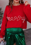 Pines & Peppermint Knit Merry Sweatshirt-Sweaters-Rae Collective, Women's Online Fashion Boutique Located in Phoenix, Arizona (Scottsdale Area)