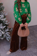 Green Sweater with Reindeer Pattern-Sweater-Krush Kandy, Women's Online Fashion Boutique Located in Phoenix, Arizona (Scottsdale Area)