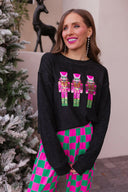 Pink Parade Sequined Nutcracker Knit Sweater-Sweaters-Krush Kandy, Women's Online Fashion Boutique Located in Phoenix, Arizona (Scottsdale Area)