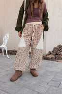 POL Double Gauze Patchwork Quilted Print Knit Pants