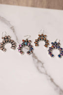 Lasso Luxe Horseshoe Stone Earrings-Stud Earrings-Rae Collective, Women's Online Fashion Boutique Located in Phoenix, Arizona (Scottsdale Area)