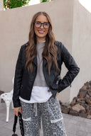 Coalition LA Studded Classic Moto Faux Leather Jacket