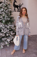 Slay Ride Reindeer Cardigan Knit Sweater