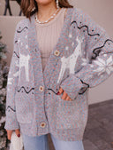Slay Ride Reindeer Cardigan Knit Sweater