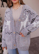 Slay Ride Reindeer Cardigan Knit Sweater-Sweaters-Rae Collective, Women's Online Fashion Boutique Located in Phoenix, Arizona (Scottsdale Area)