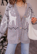 Slay Ride Reindeer Cardigan Knit Sweater