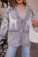 Slay Ride Reindeer Cardigan Knit Sweater-Sweaters-Rae Collective, Women's Online Fashion Boutique Located in Phoenix, Arizona (Scottsdale Area)