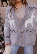 Slay Ride Reindeer Cardigan Knit Sweater-Sweaters-Rae Collective, Women's Online Fashion Boutique Located in Phoenix, Arizona (Scottsdale Area)