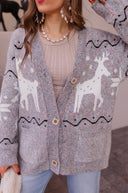 Slay Ride Reindeer Cardigan Knit Sweater