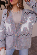 Slay Ride Reindeer Cardigan Knit Sweater-Sweaters-Rae Collective, Women's Online Fashion Boutique Located in Phoenix, Arizona (Scottsdale Area)