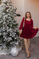 Tie-Back Square Neck Velvet Dress-Dresses-Rae Collective, Women's Online Fashion Boutique Located in Phoenix, Arizona (Scottsdale Area)