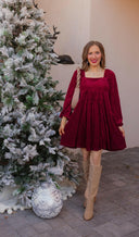 Tie-Back Square Neck Velvet Dress-Dresses-Rae Collective, Women's Online Fashion Boutique Located in Phoenix, Arizona (Scottsdale Area)