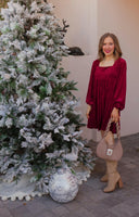 Tie-Back Square Neck Velvet Dress-Dresses-Rae Collective, Women's Online Fashion Boutique Located in Phoenix, Arizona (Scottsdale Area)