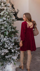 Tie-Back Square Neck Velvet Dress-Dresses-Rae Collective, Women's Online Fashion Boutique Located in Phoenix, Arizona (Scottsdale Area)
