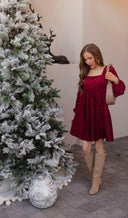 Tie-Back Square Neck Velvet Dress-Dresses-Rae Collective, Women's Online Fashion Boutique Located in Phoenix, Arizona (Scottsdale Area)